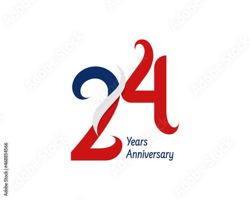 24 years anniversary logo with ribbon for celebration