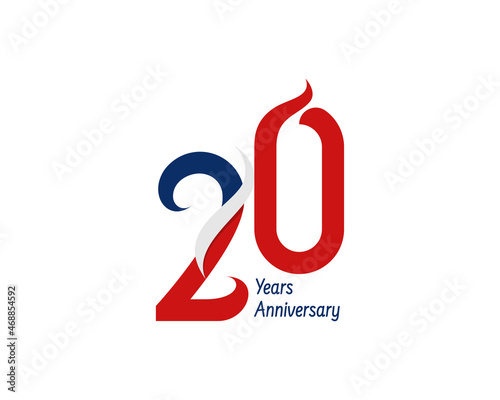 20 years anniversary logo with ribbon for celebration