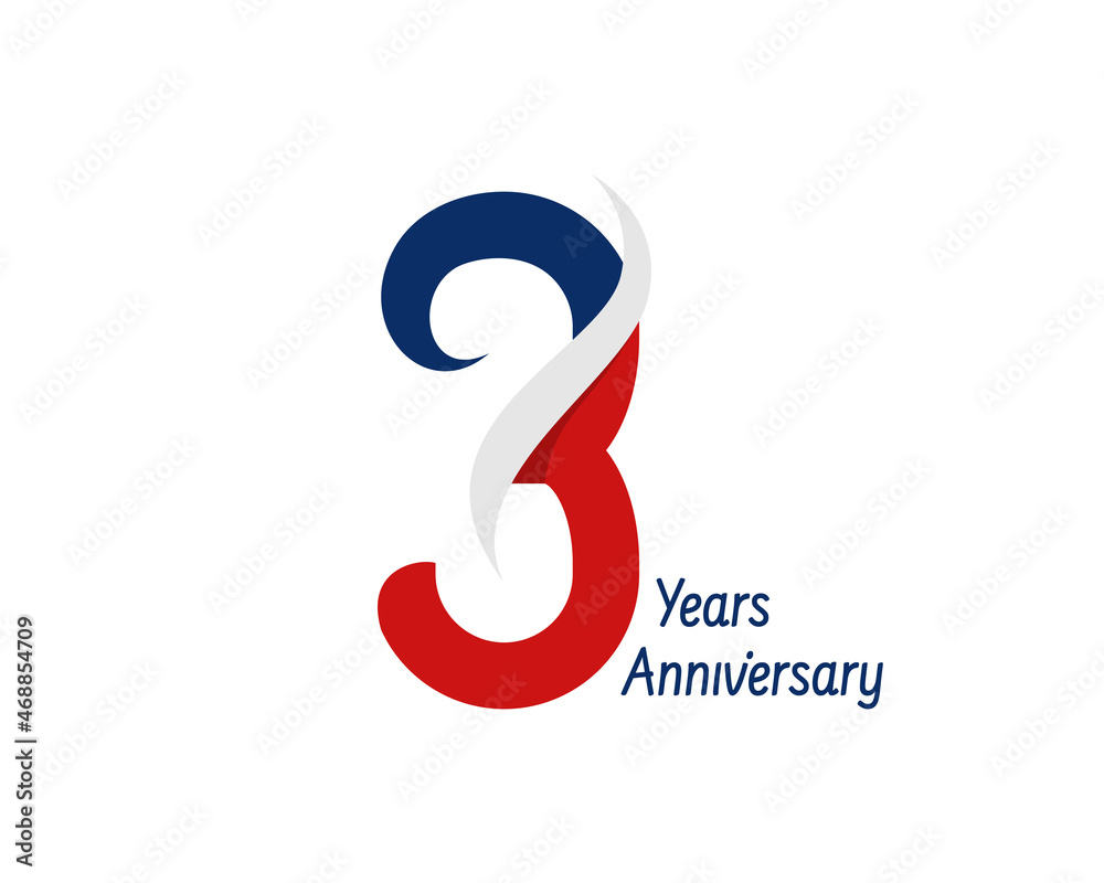 3 years anniversary logo with ribbon for celebration 3 years anniversary logo with ribbon for celebration