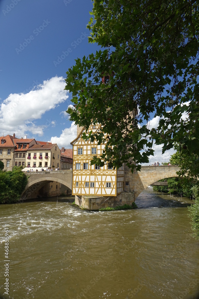World famous Altes Rathaus (old town hall) Bridge, Unesco World Heritage Site, Bamberg, Upper Franconia, Bavaria, Germany
