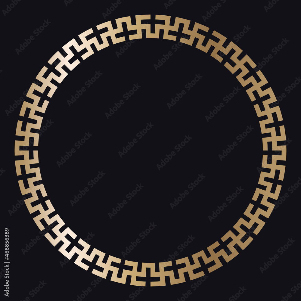 Greek gold frame on a black background, vector