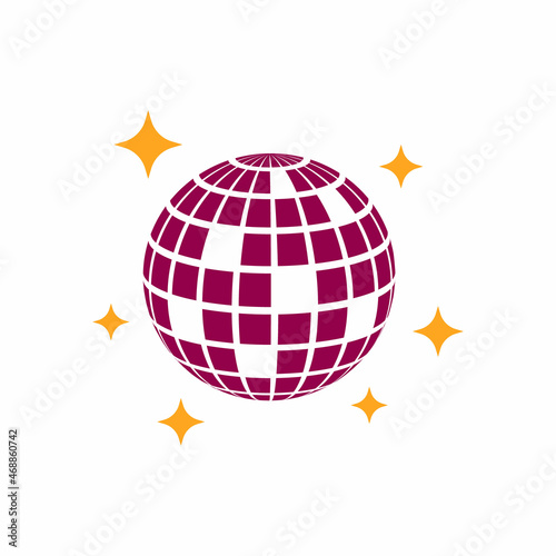 disco ball vector icon with sparkles for websites