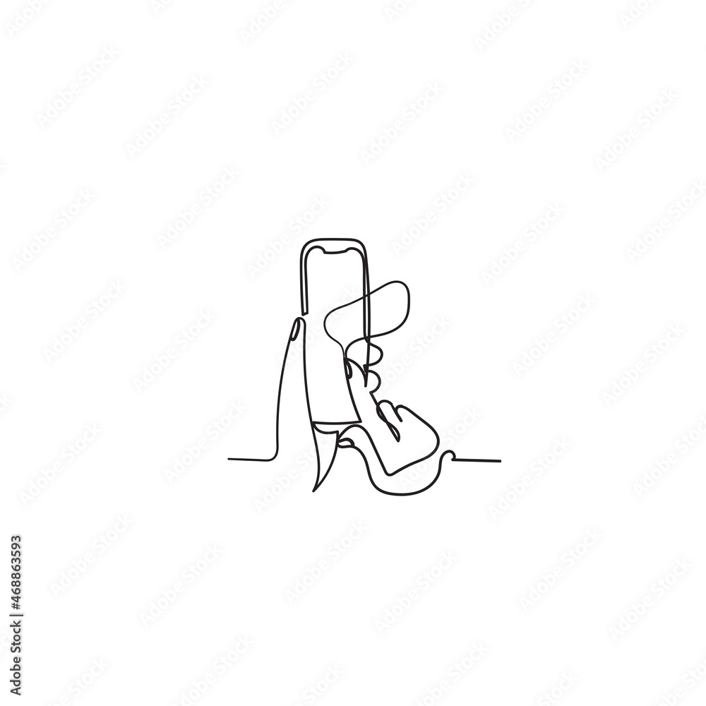 Obraz premium people holding cellphones illustration icon vector continuous line