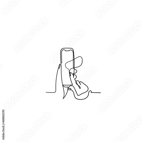 people holding cellphones illustration icon vector continuous line