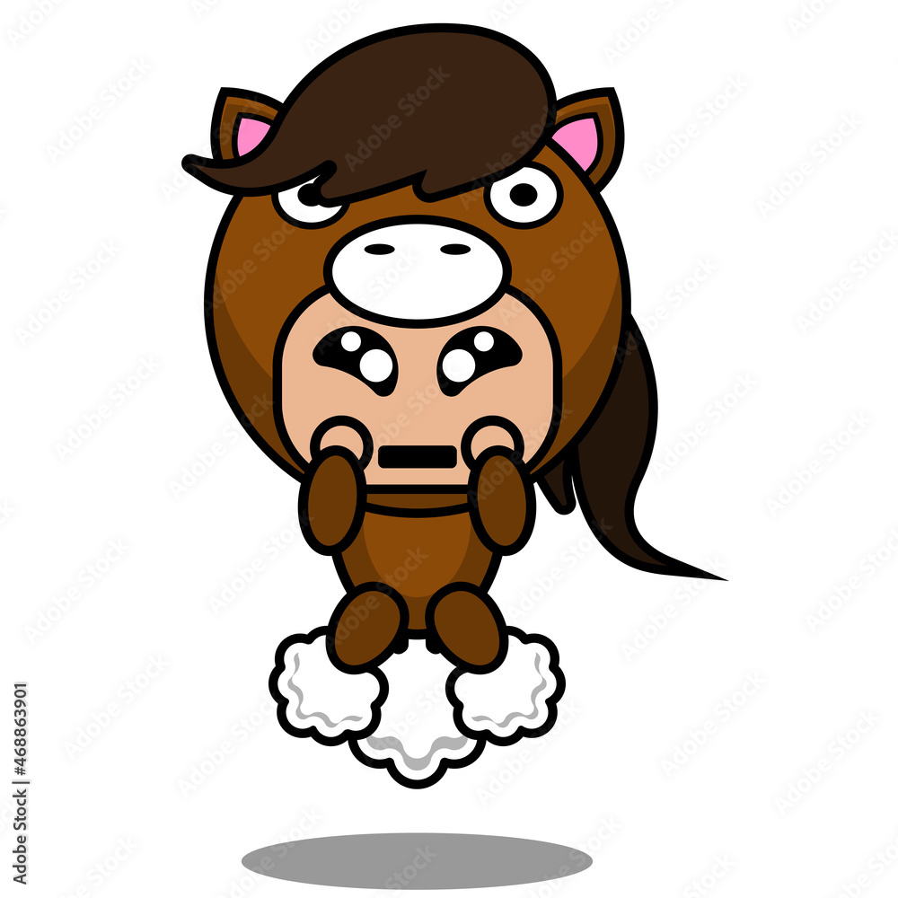 vector cartoon character cute horse animal mascot costume with farting expression vector cartoon character cute horse animal mascot costume with farting expression