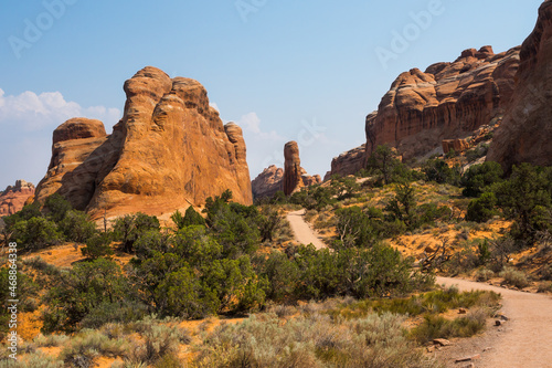 Sandrock formations at the Devils Garden Trailhead in the Arches National Park, Utah. 