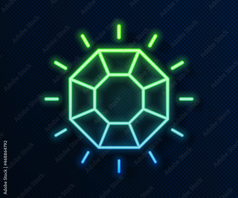 Glowing neon line Diamond icon isolated on blue background. Jewelry symbol. Gem stone. Vector Glowing neon line Diamond icon isolated on blue background. Jewelry symbol. Gem stone. Vector
