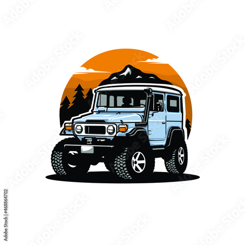 Classic overland 4x4 offroad truck illustration vector isolated. Best for automotive overland industry