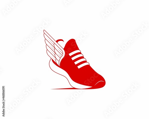 Red shoes with spread wings logo