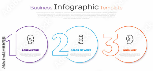 Set line Mustache and beard, Shaving brush and Baldness. Business infographic template. Vector