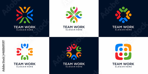 set of Community logo icon Symbol of teamwork. Vector Illustration Logo