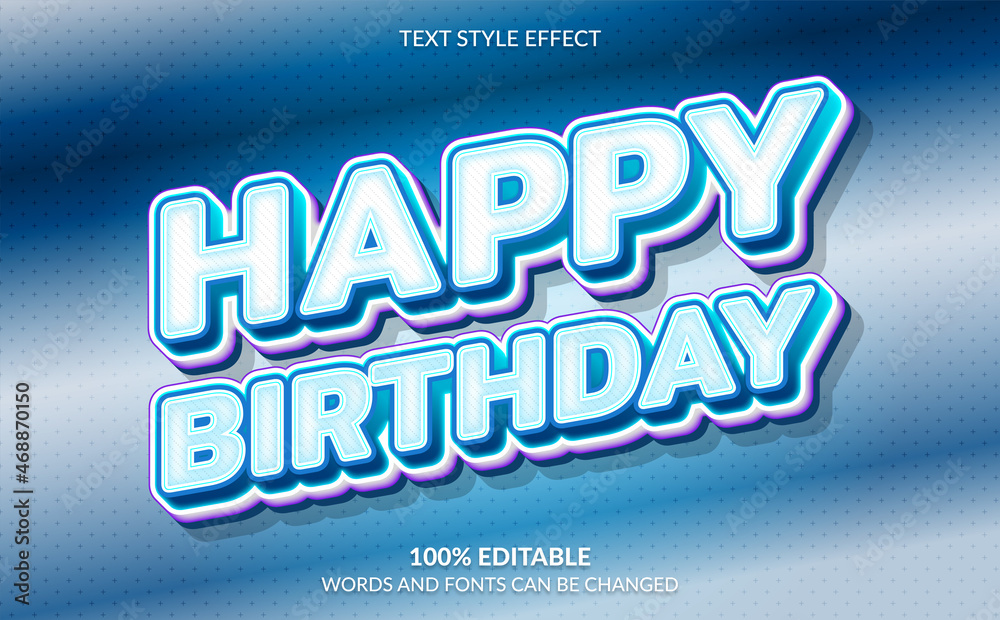 Obraz premium Editable text effect, Happy birthday text style