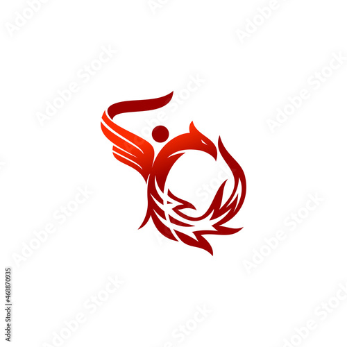 Phoenix and People Flame Fire Illustration Template Icon Isolated