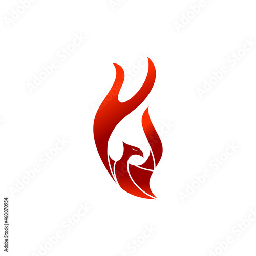 Phoenix Flame Fire Illustration Template Icon Isolated
