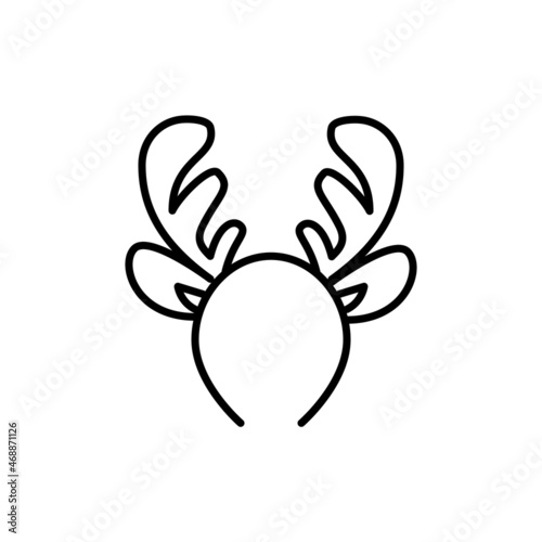 Reindeer antlers funny Christmas party headband. Pixel perfect, editable stroke icon