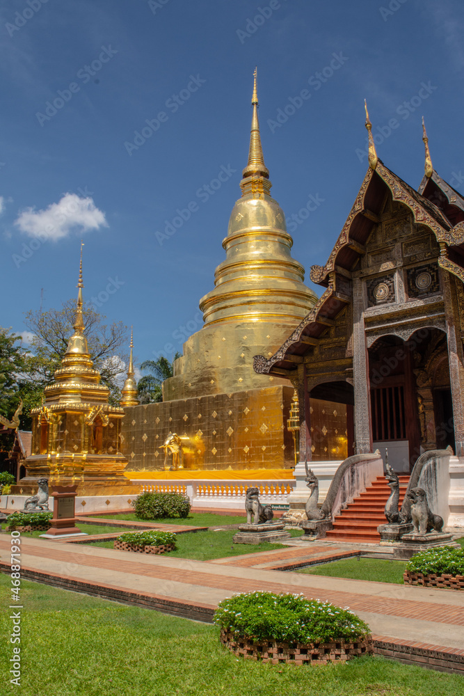 Naklejka premium Within Wat Phra Singh is a Buddhist temple or Wat in Thai in Chiang Mai province northern of Thailand. 