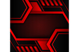 Abstract background with geometric pattern. Vector illustration. dark hexagon background and red light with hexagon pattern texture. 3d illustration. black background