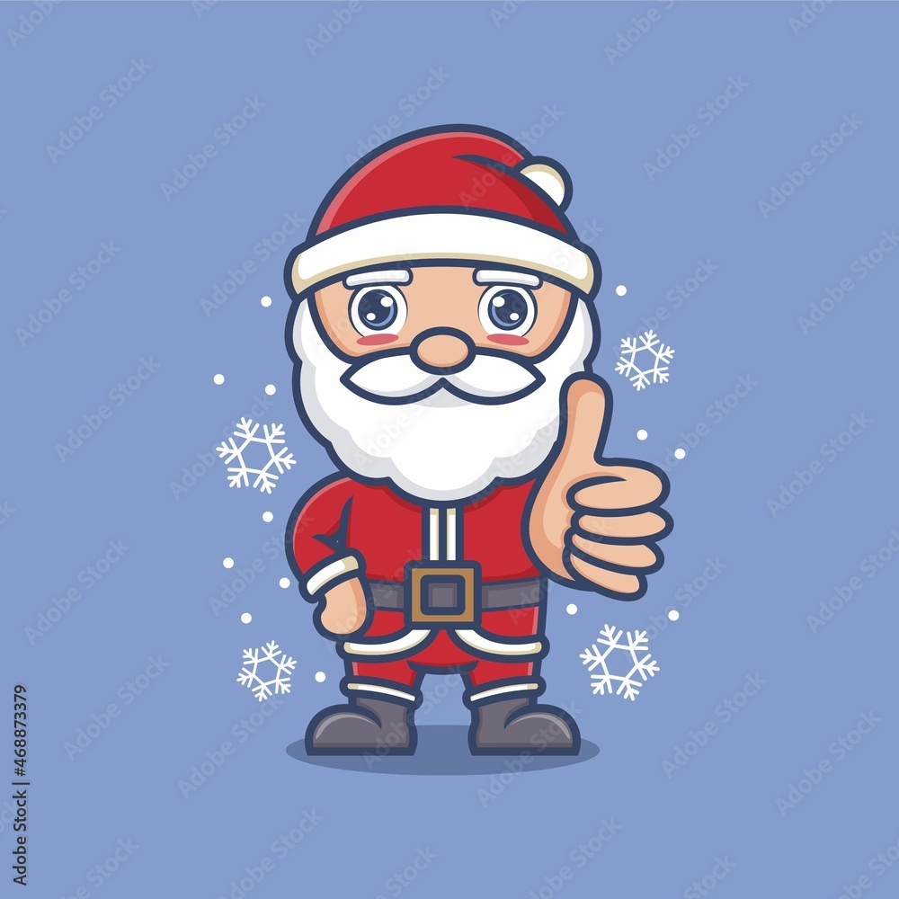 cute cartoon santa claus giving a like sign. vector illustration for mascot logo or sticker