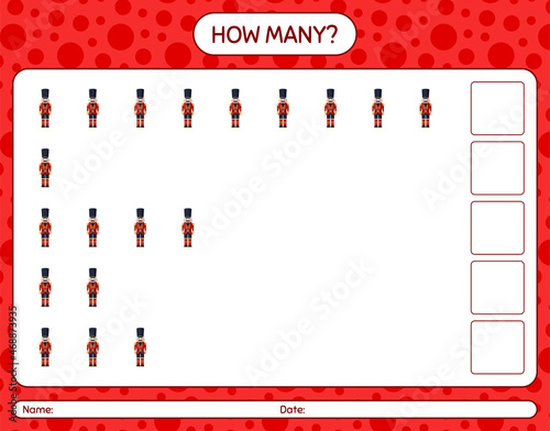 How many counting game with nutcracker. worksheet for preschool kids, kids activity sheet