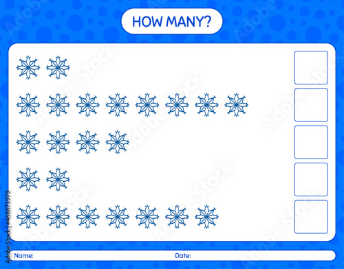 How many counting game with snowman. worksheet for preschool kids, kids activity sheet