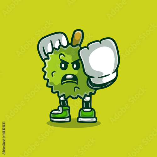angry strong cute durian illustration