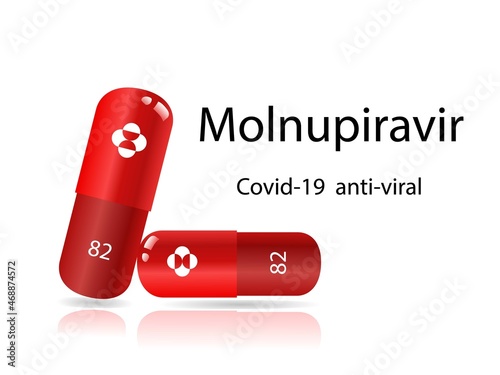 Molnupiravir covid-19 antiviral medication drug, vector concept