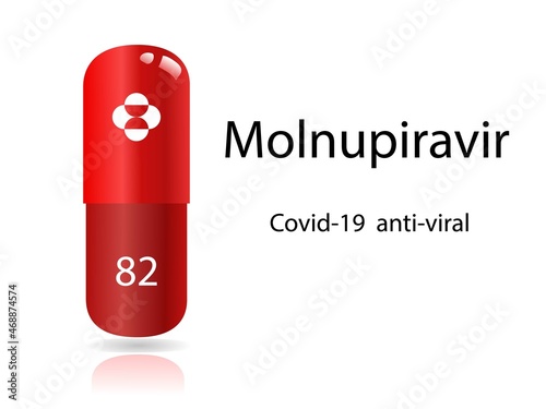 Molnupiravir covid-19 antiviral medication drug, vector concept