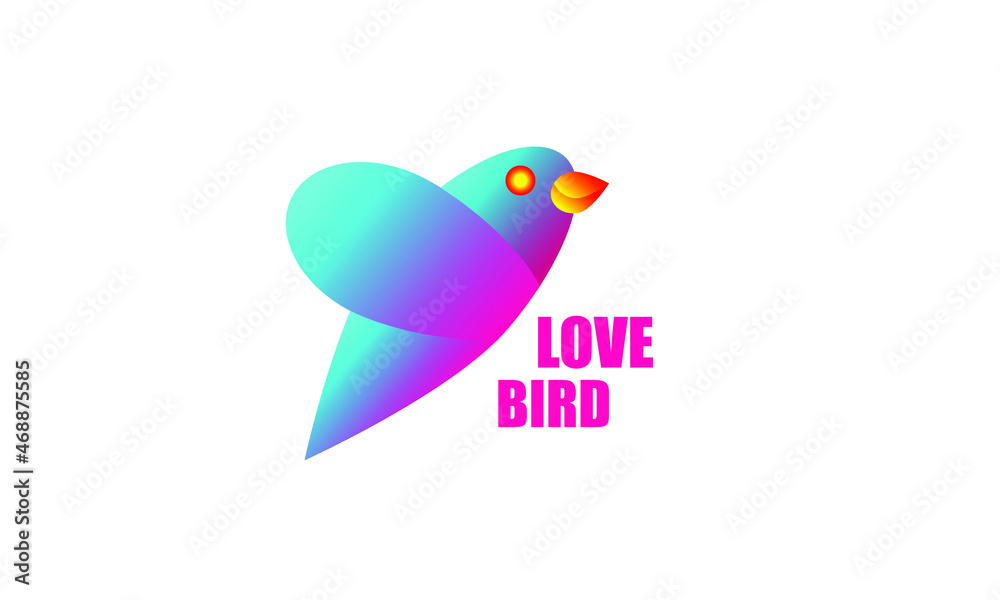 Fototapeta premium LOVE BIRD LOGO DESIGN WITH BIRD CONCEPT WITH BLUE AND PINK GRADIENT COLORS
