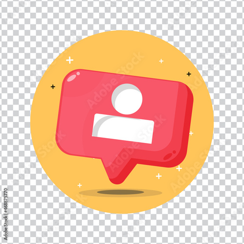 Social media notification user follower icon on blank background