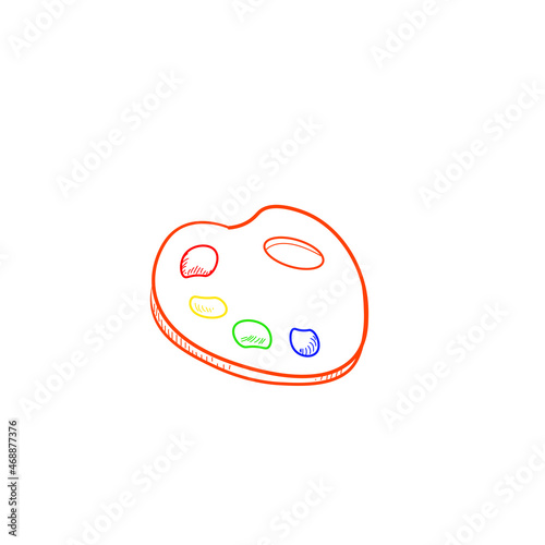 Palette for painting. favorite necessary things of the artist. vector illustration black and white version.