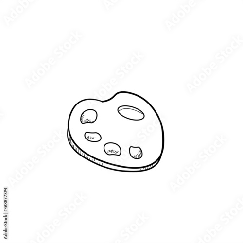Palette for painting. favorite necessary things of the artist. vector illustration black and white version.