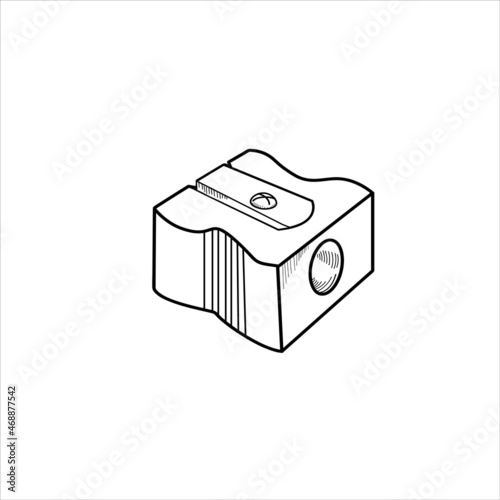 pencil sharpener. office supplies. vector outline illustration on a white background.