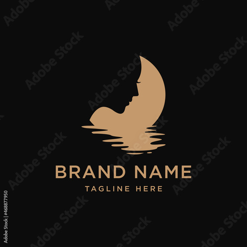 Woman's face in moon vector shape