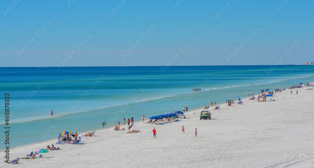 Beautiful  white sand beach of Miramar Beach on the Gulf of Mexico in South Walton, Florida