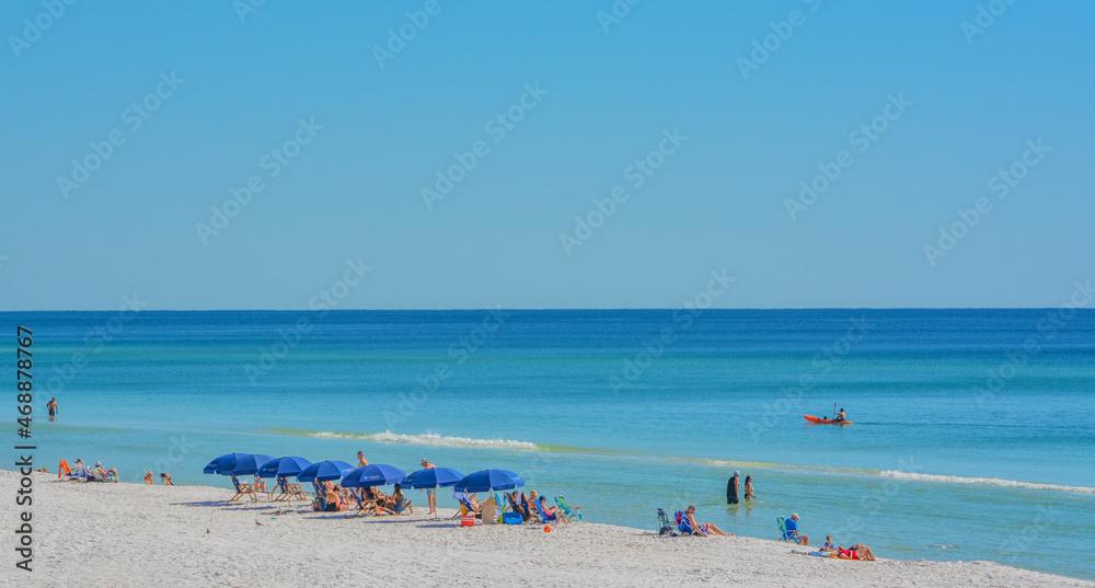Beautiful  white sand beach of Miramar Beach on the Gulf of Mexico in South Walton, Florida