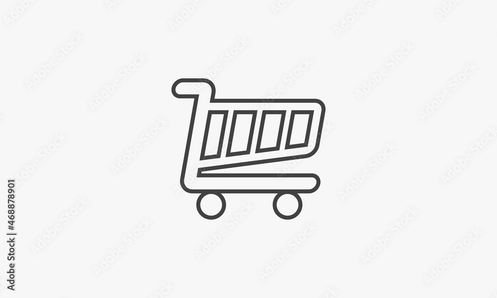 line icon shopping cart isolated on white background. line icon shopping cart isolated on white background.