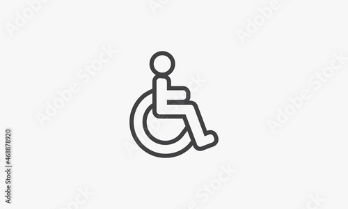 line icon wheelchair isolated on white background.