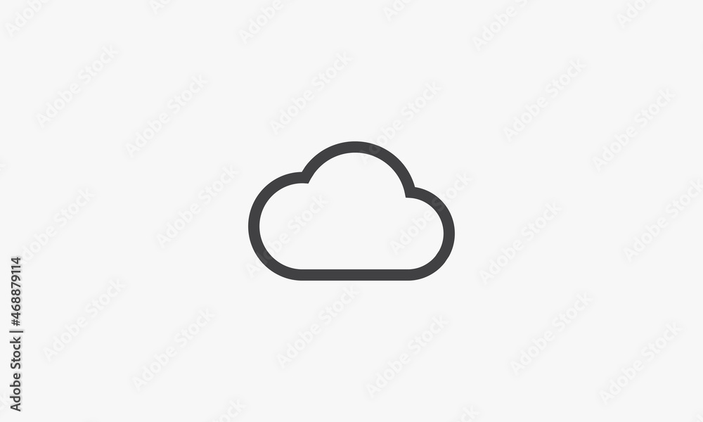 line icon simple cloud isolated on white background. line icon simple cloud isolated on white background.