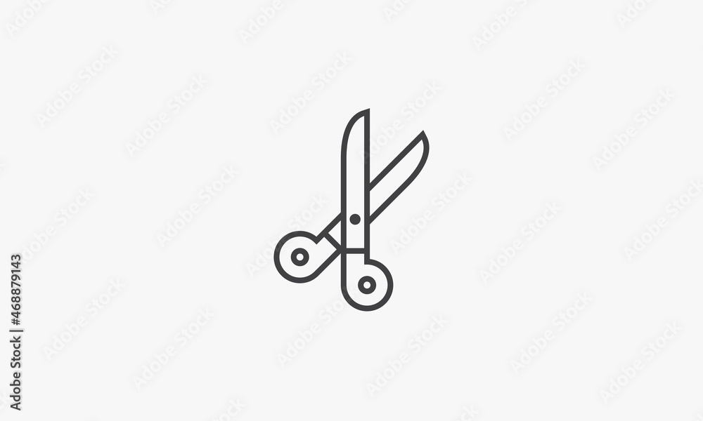 line icon scissor isolated on white background. line icon scissor isolated on white background.