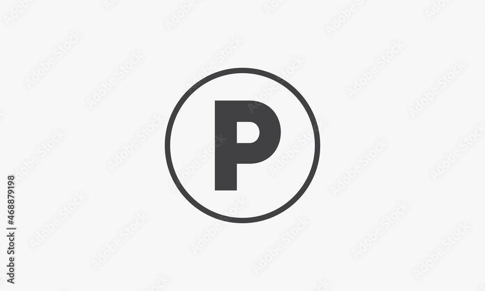 circle line icon symbol parking isolated on white background. circle line icon symbol parking isolated on white background.