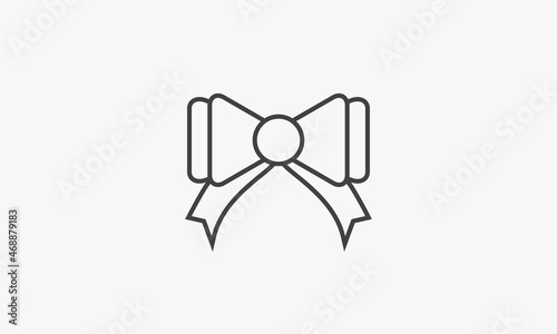 line icon ribbon bow tie on white background.
