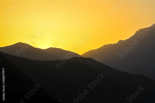 Sunset behind the mountains, Haraz Road, Iran