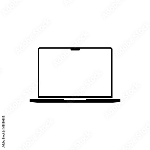 New laptop symbol design. Laptop Icon with the fastest chipset. Simple Notebook with camera notch Illustration
