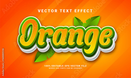 Orange 3D text effect. Editable text style effect, suitable for orange fruit needs
