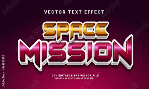 Space mission 3D text effect. Editable text style effect, suitable for space theme