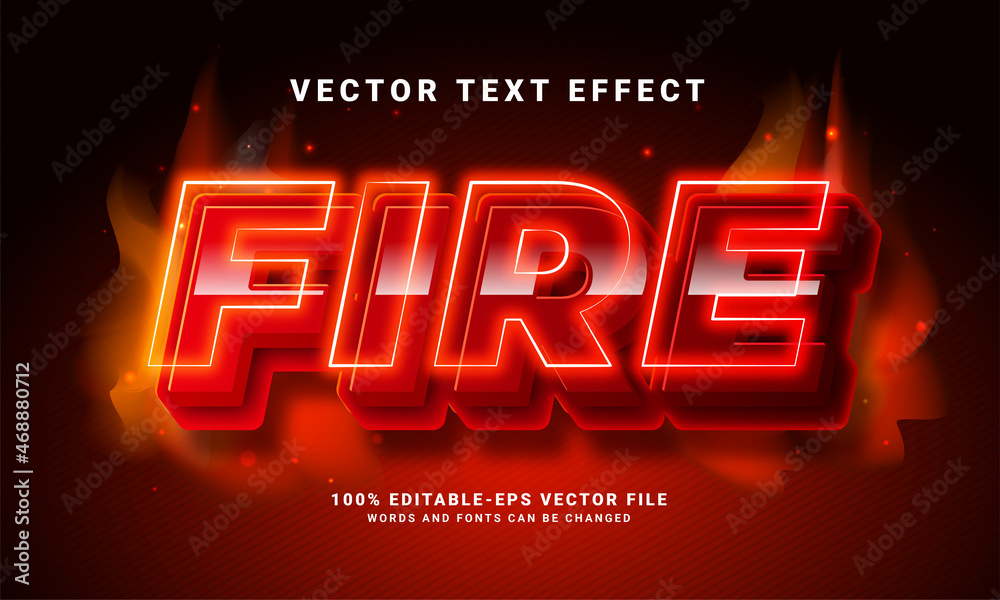 Fire 3D text effect. Editable text style effect with red light theme, suitable for fire theme