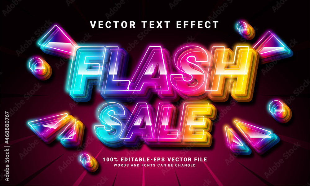 Flash sale 3D text effect. Editable text style effect with colorful light theme, suitable for promotion sale needs. Flash sale 3D text effect. Editable text style effect with colorful light theme, suitable for promotion sale needs.
