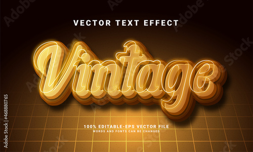 Vintage 3D text effect. Editable text style effect with brown light theme, Suitable for old theme needs.