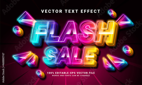 Flash sale 3D text effect. Editable text style effect with colorful light theme, suitable for promotion sale needs.