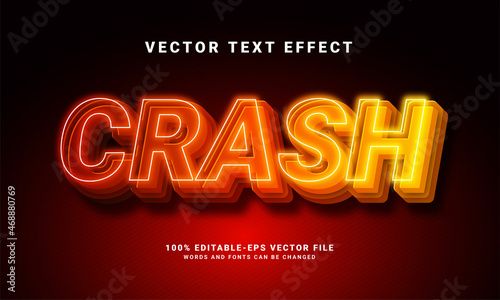 Crash 3D text effect. Editable text style effect with red color theme, suitable for race event needs.